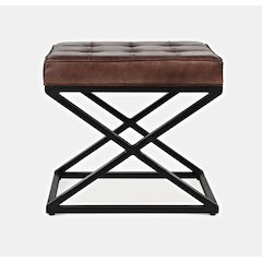 Global Archive Distressed Genuine Leather Ottoman Stool