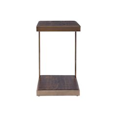 Global Archive Distressed Acacia and Stainless Steel "C" Table