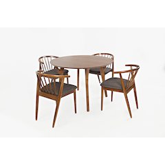 Copenhagen 44" Round Mid-Century Modern Five-Piece Dining Set