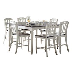 Solid Rubberwood 60" Seven-Piece Farmhouse Counter Height Dining Set