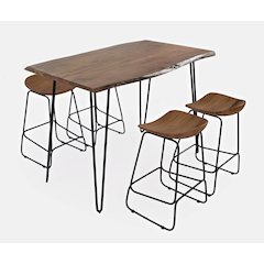 Solid Acacia 52" Five-Piece Counter Height Dining Set with Backless Barstools