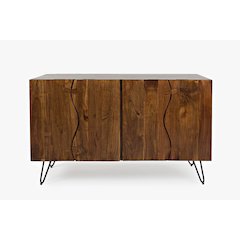 Nature's Edge Solid Acacia 54-Inch Modern Server Storage Cabinet