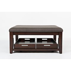 Twin Cities Contemporary Brown 38" Upholstered Ottoman Coffee Table