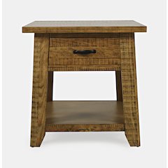 Telluride Rustic Farmhouse Solid Wood End Table with Storage