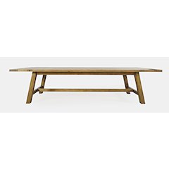 Rustic Farmhouse Solid Wood 127" Trestle Dining Table with Two Extension Leaves