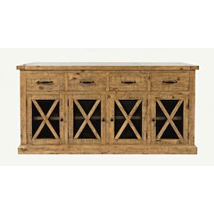 70" Rustic Distressed Solid Wood Farmhouse Four Drawer Sideboard Buffet Server