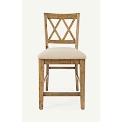 Telluride Rustic Farmhouse Solid Wood Upholstered Counter Stool (Set of 2)
