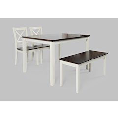 Asbury Park Solid Wood Farmhouse Four Piece Dining Set with Bench