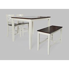 Asbury Park Solid Wood Farmhouse Four Piece Counter Height Dining Set with Bench