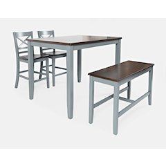 Asbury Park Solid Wood Farmhouse Four Piece Counter Height Dining Set with Bench