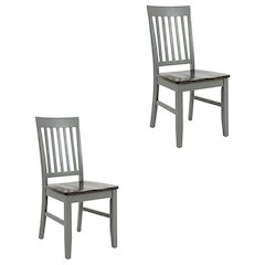 Farmhouse Acacia Wood Dining Chair, Autumn Brown/Grey, Set of 2