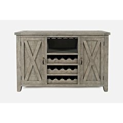 Reclaimed Solid Wood Buffet Server with Wine Bottle and Glass Storage