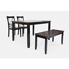 Asbury Park Solid Wood Farmhouse Four Piece Dining Set with Bench