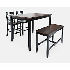 Asbury Park Solid Wood Farmhouse Four Piece Counter Height Dining Set with Bench