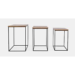 Brody Square Modern Rustic Solid Wood and Metal Nesting End Tables - Set of 3