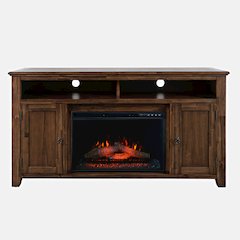 Bakersfield Rustic 60" Storage Console TV Stand with Electric Fireplace