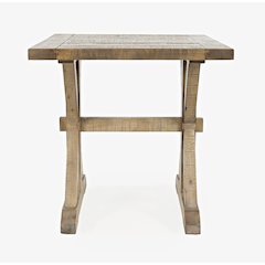 Carlyle Crossing Modern Rustic Distressed Solid Wood End Table with Trestle
