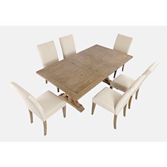 Carlyle Crossing Solid Wood 78" Seven-Piece Dining Set with Upholstered Chairs