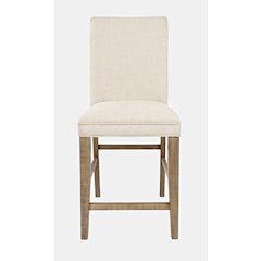 Modern Rustic Distressed Solid Wood Upholstered Parsons Stool (Set of 2)