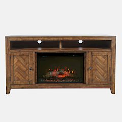 Modern Transitional 60" Chevron Fireplace Storage Console TV Stand