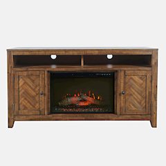 Fairview Modern 60" Chevron Fireplace Console TV Stand with Electric Fireplace