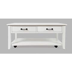 North Fork Acacia 2 Drawer Coffee Table with Casters