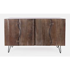 Nature's Edge Solid Acacia 54-Inch Modern Server Storage Cabinet