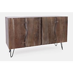 Nature's Edge Solid Acacia 54-Inch Modern Server Storage Cabinet