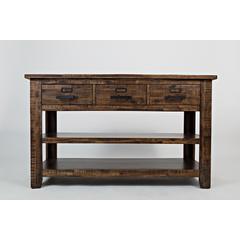 50-Inch Gray Sofa Table with Distressed Industrial Design, Acacia Construction