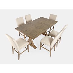 Solid Wood 78" Seven-Piece Counter Height Dining Set with Upholstered Chairs
