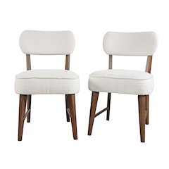 Wes Mid-Century Modern Boucle Upholstery Dining Chair (Set of 2)