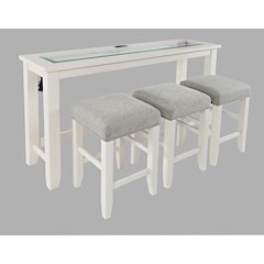 Contemporary 4 Piece Counter Height 66" Dining Table Set with USB Charging
