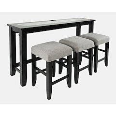 Contemporary 4 Piece Counter Height 66" Dining Table Set with USB Charging