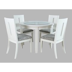 Urban Icon Contemporary 42" Round Five-Piece Dining Set with Upholstered Chairs