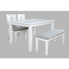 Contemporary 66" Four-Piece Dining Set with Upholstered Chairs and Bench