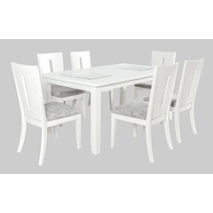 Urban Icon Contemporary 66" Seven-Piece Dining Set with Upholstered Chairs