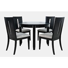 Urban Icon Contemporary 42" Round Five-Piece Dining Set with Upholstered Chairs