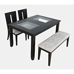 Contemporary 66" Four-Piece Dining Set with Upholstered Chairs and Bench