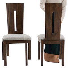 Contemporary Slotback Upholstered Dining Chairs, Merlot, Set of 2