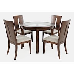 Urban Icon Contemporary 42" Round Five-Piece Dining Set with Upholstered Chairs