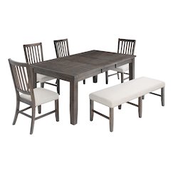 Willow Creek Rustic Distressed 78" Six-Piece Dining Set with Bench
