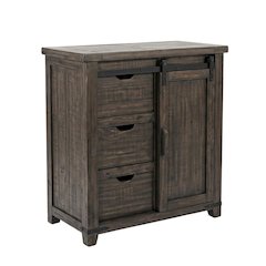 Barnwood Brown Farmhouse Barn Door Cabinet, 32 Inch, MDF Pine, Rustic