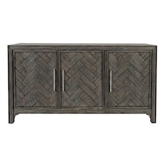 Mid-Century Modern Buffet Cabinet Sideboard with Adjustable Shelves, Platinum