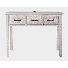 North Coast 42" Washed Finish Three Drawer USB Charging Sofa Table