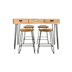 Rollins 52" Solid Acacia Dining Set with Four Backless Barstools