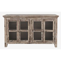 Rustic Shores 54" Coastal Distressed Acacia Four-Door Credenza Cabinet