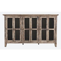 Rustic Shores 70" Coastal Distressed Acacia Six-Door Accent Cabinet