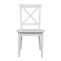 Acacia Veneer X-Back Dining Chairs, Wire-Brushed Coastal Wood, Brushed White