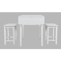 Coastal Wire-Brushed Acacia Three Piece Backless Counter Height Dining Set