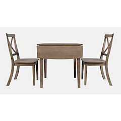 Eastern Tides Coastal Wire-Brushed Wood Three Piece Cross-Back Dining Set